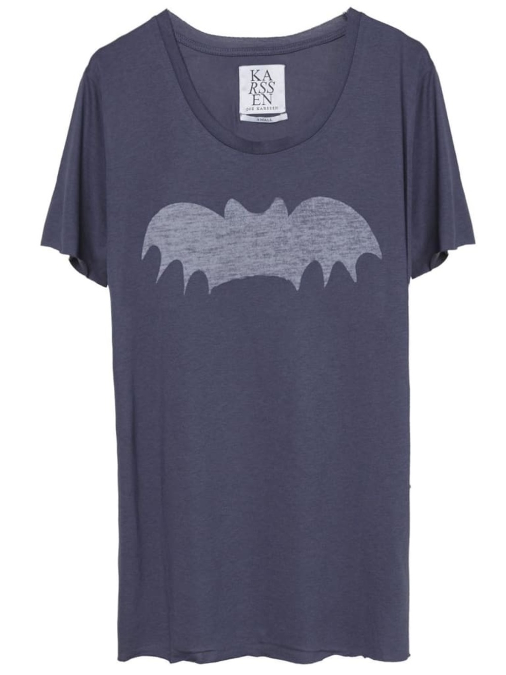 NWOT Zoe Karssen Purple White Bat Graphic Short Sleeve Jersey Relaxed Fit Tee S